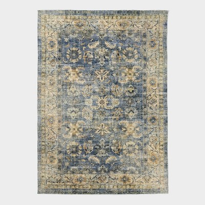 2' x 3' Beige and Blue Boho Chic Scatter Rug – Rustics for Less