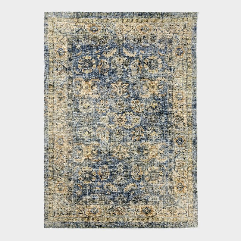 7&#39;x10&#39; Woven Floral Distressed Rug Blue - Threshold&#8482; designed with Studio McGee, 1 of 6