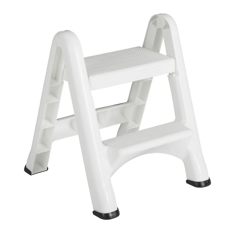 Rubbermaid FG420903WHT EZ Step 2 Step Folding Plastic Ladder Step Stool with Skid Resistant Foot Pads, White (3 Pack), 2 of 7