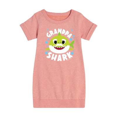 - Baby Shark - Grandpa Shark Graphic Short Sleeve Fleece Dress