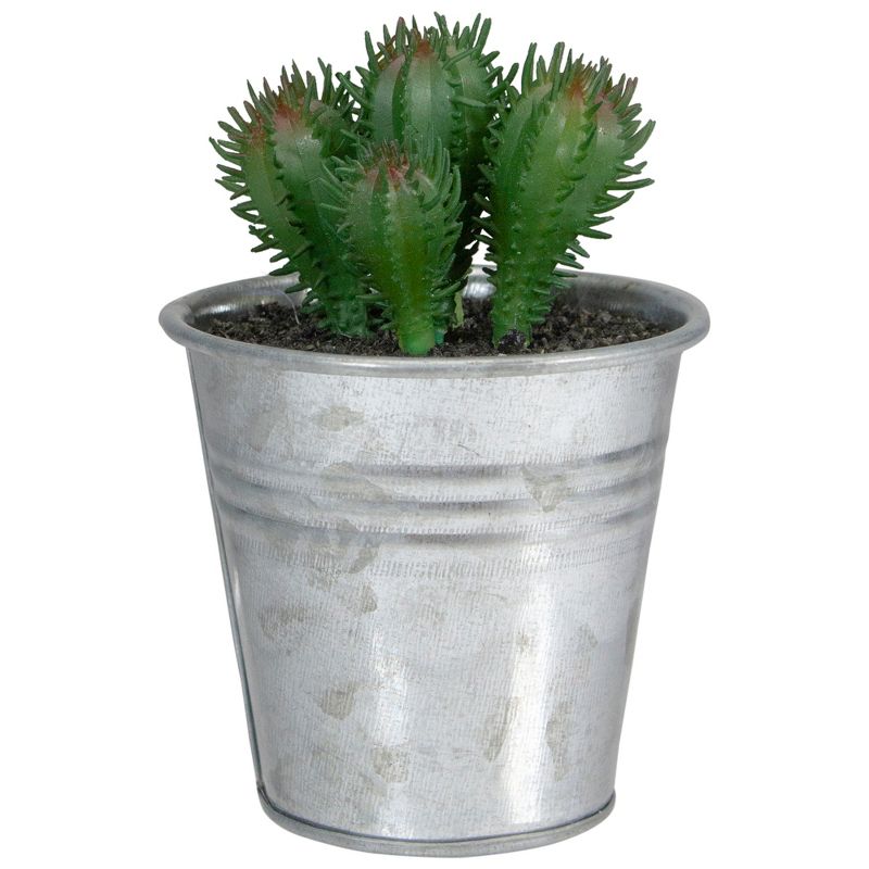 Northlight 3.5" Tropical Cactus in Tin Pot Artificial Potted Plant - Green/Red, 1 of 4