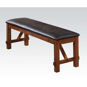 Royal Hampton Style Wood and Fabric Upholstery Bench with Padded Seat, Brown - 1 of 2