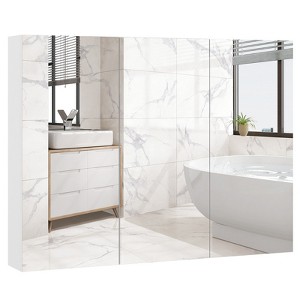 Tangkula Bathroom Mirror Cabinet Wall Mounted Medicine Cabinet with 3 Frameless Mirrored Doors & Mounting Hardware - 1 of 4