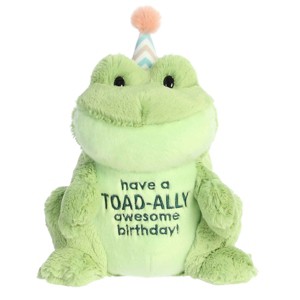 Aurora Small Toad-Ally Awesome Birthday JUST SAYIN' Witty Stuffed Animal Green 9" - 1 of 4