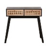 HOMLUX Rattan Console Table Entryway Side Table with 2 Rattan Drawers,Black/Natural - 4 of 4