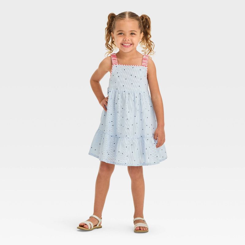 Toddler Girls' Striped Star Dress - Cat & Jack™ Blue, 3 of 4