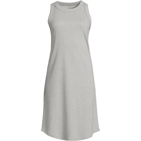 Lands' End Women's Plus Size Cotton Rib Sleeveless Midi Tank Dress - 2x -  Gray Heather