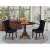 3-Piece Antique Walnut Finish Solid Wood Top-Round Upholstered Dining Room Set -Seats 4 - 2 of 4