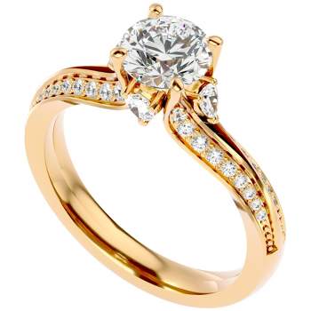 Pompeii3 1 1/3Ct Diamond & Moissanite Accent Engagement Ring in 10k Gold