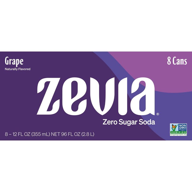 Zevia Grape Zero Calorie Soda - 8pk/12 fl oz Cans, 3 of 5