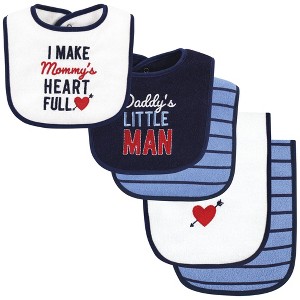 Hudson Baby Infant Boys Cotton Terry Bib and Burp Cloth Set, Daddys Little Man, One Size - 1 of 4