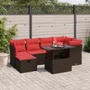 vidaXL Patio Sofa Set with Cushions and Table Outdoor Garden 7 Piece Poly Rattan - Brown without storage - 2 of 4
