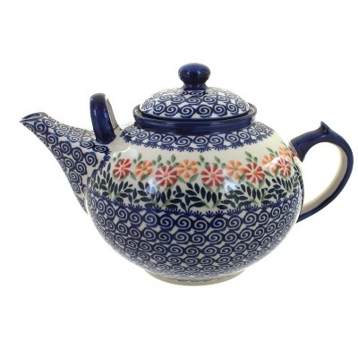 Blue Rose Polish Pottery Garden Bouquet Large Teapot