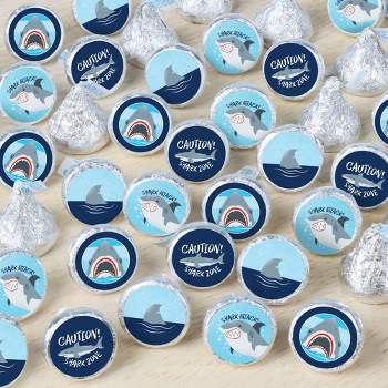 Big Dot of Happiness Shark Zone - Jawsome Shark Party or Birthday Party Small Round Candy Stickers - Party Favor Labels - 324 Count