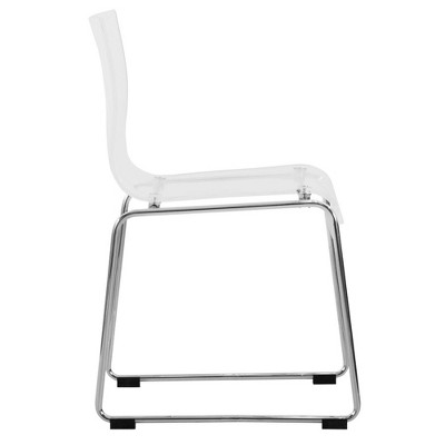 Lima 33" High Clear Acrylic and Chrome Minimalist Side Chair