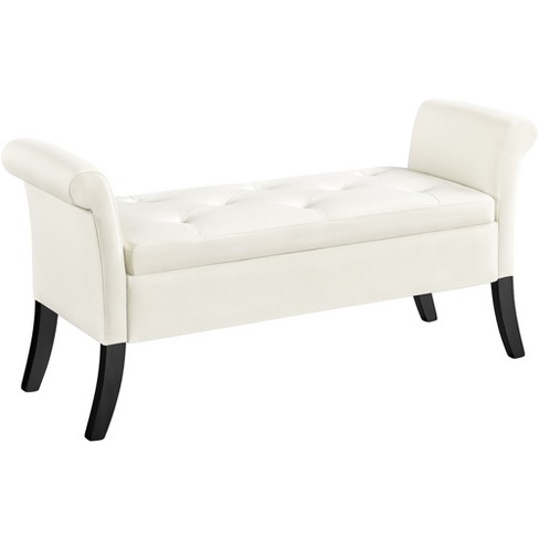 Costway Pu Leather Ottoman Rectangular Footrest Small Stool W/ Padded Seat  White : Target