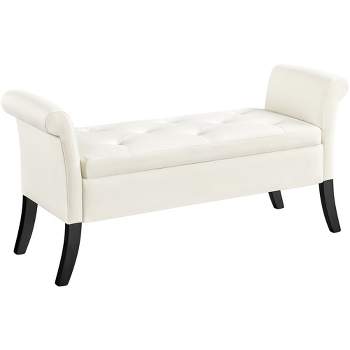 Yaheetech Modern Fabric Tufted Storage Ottoman Bench with Rolled Arms