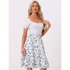 INSPIRE CHIC Women's Ruffle Hem Elastic Waist Flowy A-Line Swing Floral Midi Skirt - 2 of 4