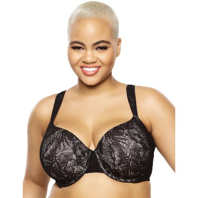 Paramour Women's Plus Size Lotus Embroidered Unlined Bra - Black 42d :  Target