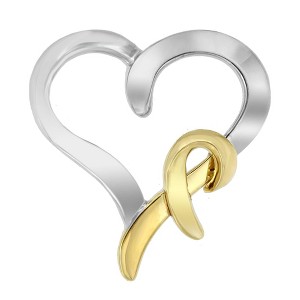 Haus of Brilliance Silver and 14K Yellow Gold Two-Tone Heart Shaped Pendant Necklace - 1 of 4