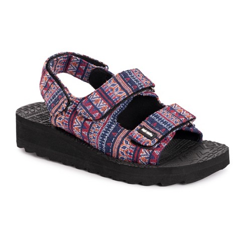 MUK LUKS Women's Wave Curl Sandals -Navy Multi 6