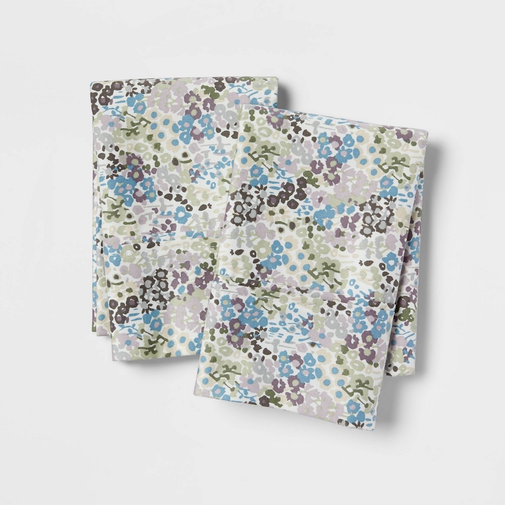 King Printed Performance 400 Thread Count Pillowcase Set Floral Purple - Threshold™: Cotton Sateen, Mercerized, OEKO-TEX Certified