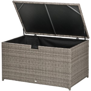 Aghana Digitals 113 Gallon Rattan Outdoor Storage Box with Waterproof Liner & Pneumatic Lift, Steel - 1 of 4