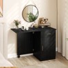 Costway Folding Computer Desk with Drawer Cabinet & Adjustable Shelf Wheel for Living Room, Black/White - 4 of 4