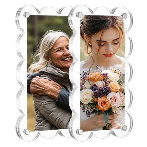 Unique Bargains Double Sided Fujifilm Mini Picture Acrylic Wavy Fridge Magnetic Frames 2 Pcs - 1 of 4