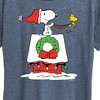 Women's - Peanuts - Snoopy and Woodstock House Sleigh Short Sleeve Graphic T-Shirt - 2 of 4