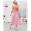 Clearlove Women's Casual Summer Midi Dress Spaghetti Strap Button Down Sleeveless A-Line Beach Swing Sundress - 4 of 4