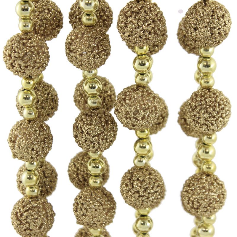 108.0 Inch Gold Glitter Ball Garland Beads Trim 9 Foot Tree Garlands, 2 of 4