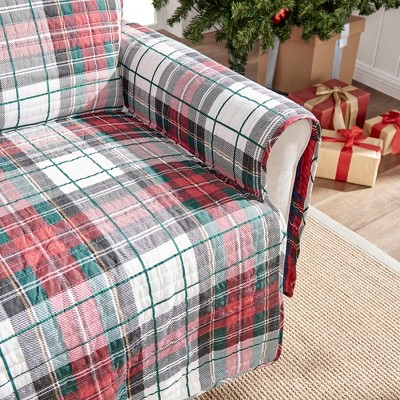 Spencer Plaid Red and Green Cotton Loveseat Cover