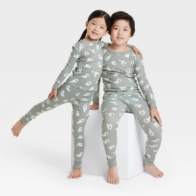 Toddler Halloween Ghost Print Matching Family Pajama Set - Gray 12M
