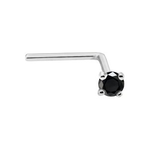 Jewelry Avalanche 22G 14K Gold L-shape Nose Stud with Black Diamond - 1 of 2