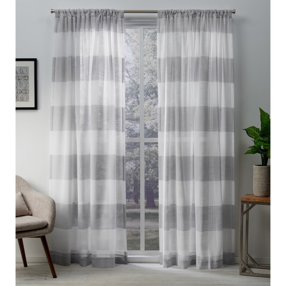 Photos - Curtains & Drapes Set of 2  Darma Rod Pocket Window Curtain Panel Light Gray - Excl(84"x54")