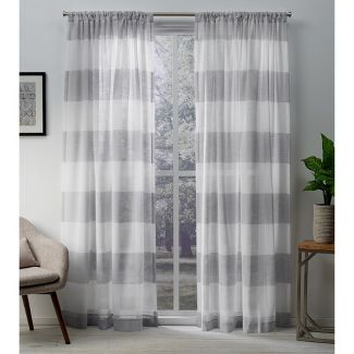 Set of 2 (96"x54") Darma Rod Pocket Window Curtain Panel Light Gray - Exclusive Home