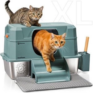 Petcove Stainless Steel Litter Box with Built-In Odor Control – 28L XL, Green - 1 of 4
