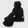 Isotoner Women's Knit Glove and Beanie Gift Set - Black - 2 of 2