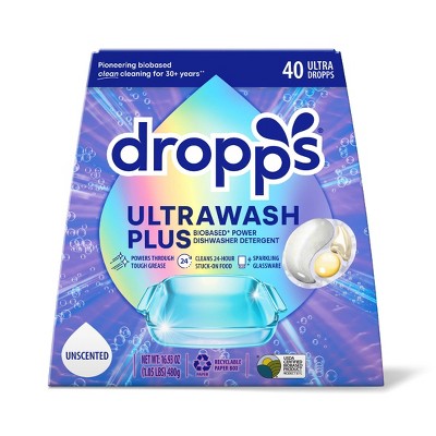 Dropps Dish UltraWash Plus Biobased Detergent Pods - Unscented - 40ct