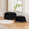 PAGED 2-Piece Faux Fur Upholstered Ottoman with Storage, Nesting Set (Large & Small) with Reversible Wooden Tray, Footrest Shoe with Metal Legs - 4 of 4