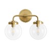 POWLIG 14.17-in 2-Light Gold Bathroom Light Fixtures Over Mirror Vanity Lighting with Clear Glass Globe Shades - 2 of 4