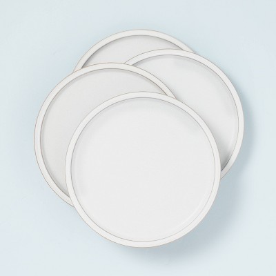 Photo 1 of 4pk Modern Rim Stoneware Dinner Plate Set Matte Sour Cream - Hearth  Hand with Magnolia