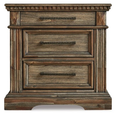 Vintage-Inspired Markenburg 3-Drawer Nightstand with USB Ports, Brown