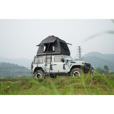 VisioGear Patio Camping Tents, Foldable Car Roof Top Tent with Ladder, Portable Camping Tent for Truck, Black, 82.6"*55.1"*55.1"