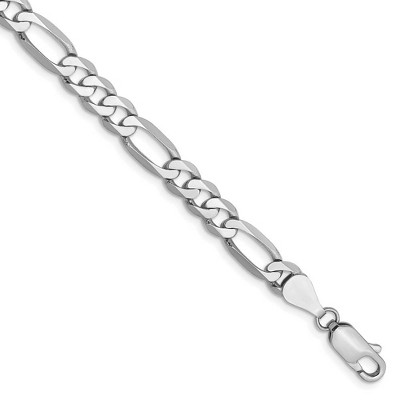Black Bow Jewelry 5.5mm 14k White Gold Solid Flat Figaro Chain Bracelet