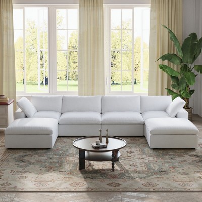 WJShome 6-Piece Cloud Modular Sectional Sofa,160.6"Down Filled Couch for Living Room,Sofa Cover Washable & Removable