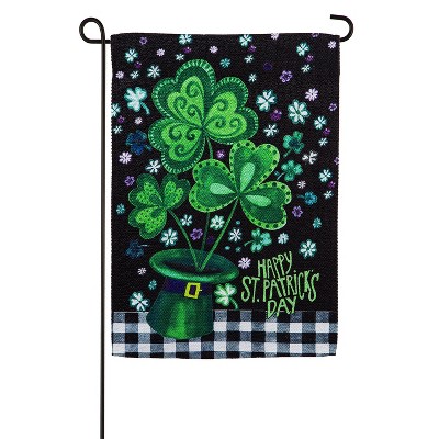 Shamrocks Buffalo Plaid Garden Textured Suede Flag