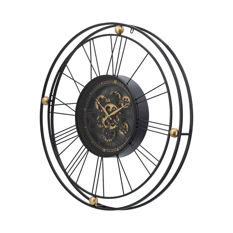 31.5&#34; Gears Round Wall Clock Black/Gold - A&#38;B Home, 6 of 10