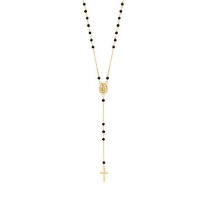 Ross-Simons Italian Onyx Bead Rosary Necklace in 18kt Yellow Gold - 1 of 4